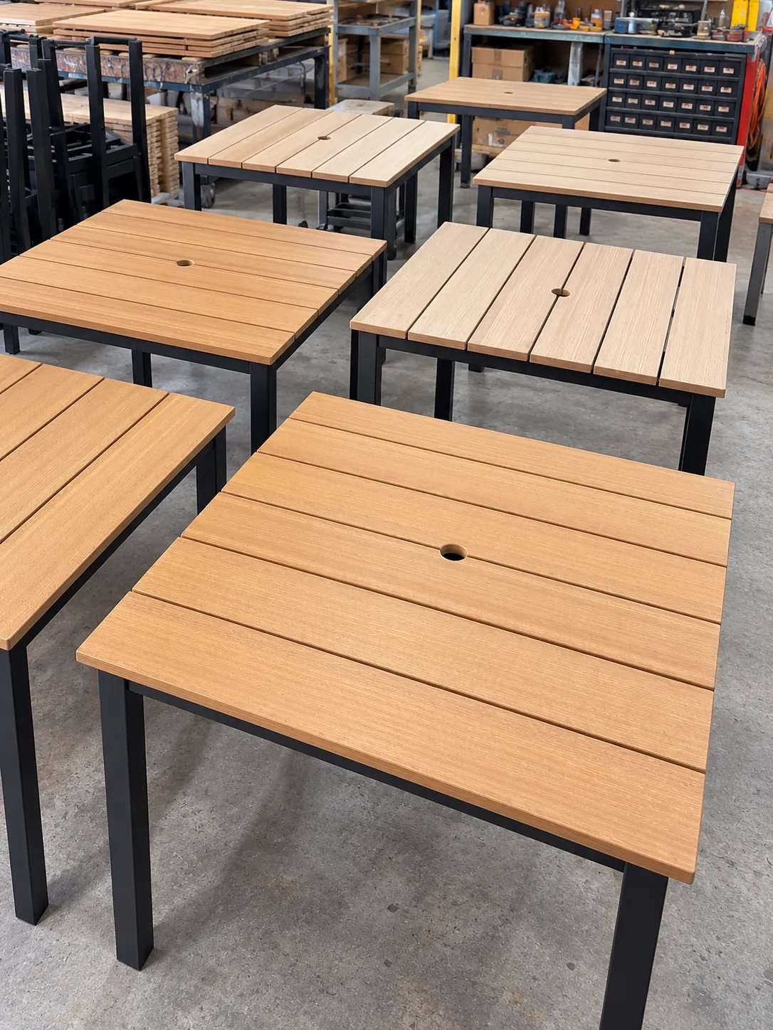 Wood tabletop orders assembled in the shop